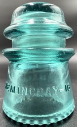 Antique Green Glass HEMINGRAY No. 16 Insulator - (LR)