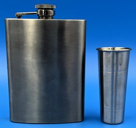 Metal Flask & Metal Shot Glass - (K2)