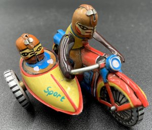 Vintage Tin Motorcycle With Sidecar - (LR)