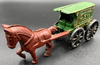 Vintage Cast Iron US Mail Horse & Buggy - (LR)