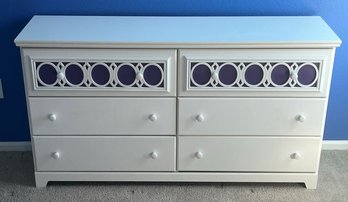 White & Purple Wooden 6 Drawer Dresser