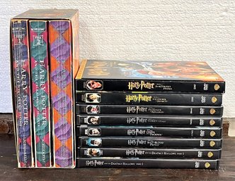 Harry Potter Bundle (All 8 DVD Movies & First 3 Paperback Books)