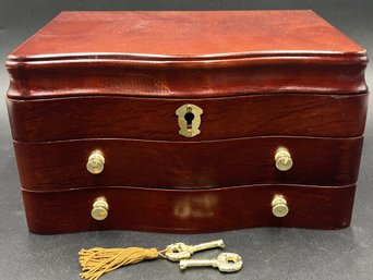 Locking Wooden Jewelry Box With Key