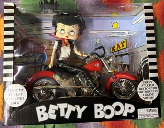Vintage Talking Betty Boop Biker Doll And Motorcycle Collectible New In Box - (A5)
