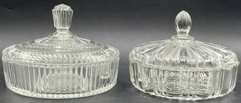 2 Lidded Glass Candy Bowls