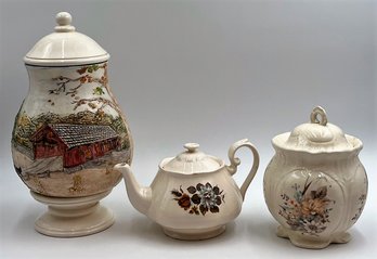 Vintage Ceramics - Lidded Cannisters & Teapot D18