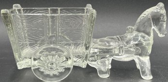 Very Vintage! Glass Horse & Cart