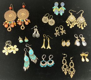Vintage Cocktail Jewelry #19 15 Pairs Of Earrings - (KS)