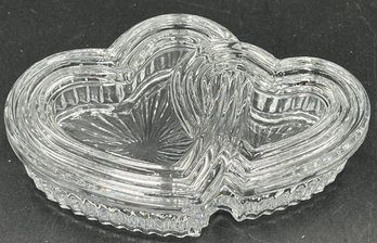 Double Heart Lidded Glass Dish