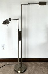 Brass Dual Halogen Swing Arm Adjustable Floor Lamp (1 Of 2) - (FR)