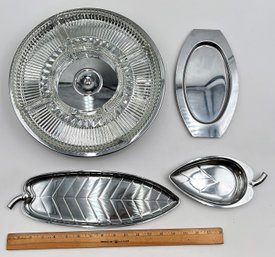 Bright Aluminum Serving Dishes With Aluminum & Glass Appetizer Plate