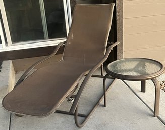 Outdoor Patio Chaise Lounge And Side Table Combination Set