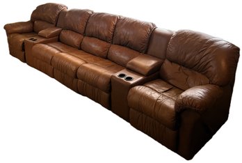 Large Faux Leather Sectional Couch With 2 Recliners - (FR)