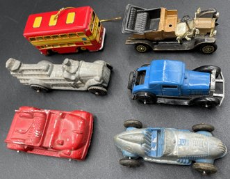 Lot Of 6 Miniature Car Bundle (Tootsietoy, Silk-toys, Etc.) - (LR)