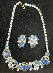 Stunning Vintage Rhinestone Necklace With Earrings #1