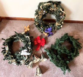 Christmas Decor - 2 Wreathes & Garland- (B2)