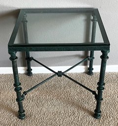 Glass Top Metal End Table