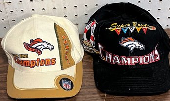 Lot Of 2 DENVER BRONCOS - Super Bowl XXXII & Super Bowl XXXIII Champions Hats