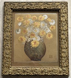 Beautiful Ornate Wood Framed Foil Flowers - (D)