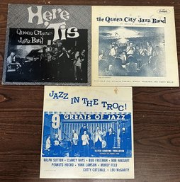 Lot Of 3 -  33 Rpm Vinyl Records  - 2 Queen City Jazz Band & 1 Elitch Garden Trocadero