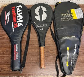 Lot Of 3 Vintage Tennis Racquets In Individual Cases And Larger Yonex Carrying Case