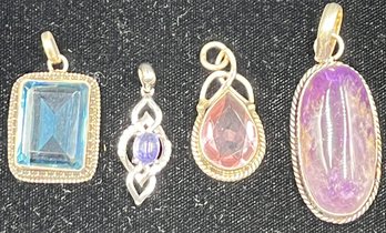 Collection Of Stone Pendants Set In Sterling Silver #37