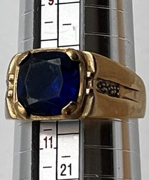 Vintage 10k Yellow Gold Ring With Blue Stone
