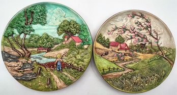 Vintage Hand Painted Ceramic Wall Hangings