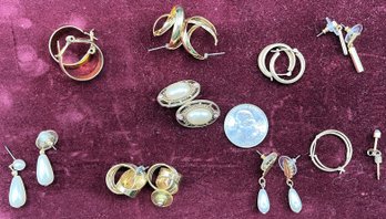 10 Pairs Of Gold Tone Earrings (#4)