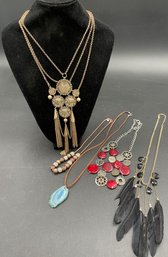 Costume Necklace Bundle J12 (Beads, Stone, Feathers) - (BR3)