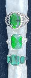 Stunning Green Tsavorite Rings Set In Sterling Silver #45