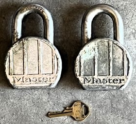 2 Vintage Masterlock No. 230 Pad Locks With Same Key - (G)