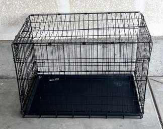 Metal Double Door Dog Kennel With Plastic Pan