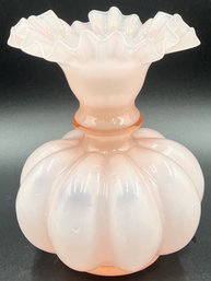 Fenton Melon Ruffled Edge Glass Vase - (FP)