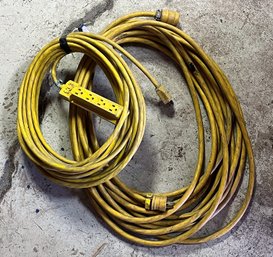 Lot Of 2 Heavy Duty Extension Cords (1 Has 4 Outlet)