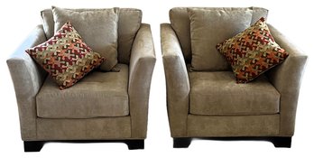 Set Of 2 Stylish Accent Chairs With Pillows -