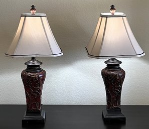 Set Of 2 Ornate Resin Table Lamps