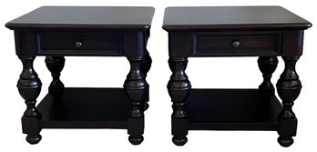 Set Of 2 Wood Veneer/drawer End Tables