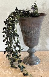 Faux Plant In Decorative Metal Vase