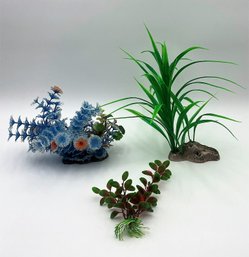 Lot Of 3 Aquarium Faux Vegetation