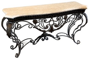 Faux Marble Metal With Resin Accents Console Table