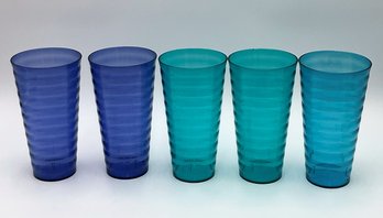 Lot Of 7 Colored Plastic Tumbler Glasses