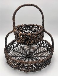 Two-tier Wicker Tray Basket