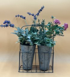 Metal Basket Faux Flower Decoration