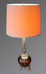 Vintage Glass & Metal Table Lamp