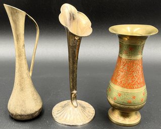 Vintage Small Brass Vases - (B1)