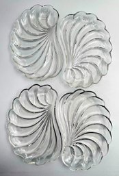 Vintage Hazel Atlas Clear Snack Plates With Seashell Pattern - Set Of 4