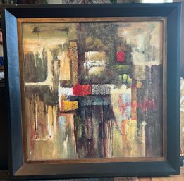 Large Wood Framed Abstract Painting Oil On Canvas