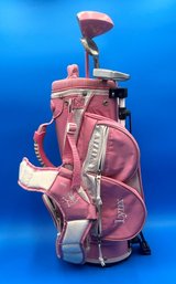 LYNX Pink Cat Junior Girls Golf Bag With 3 Clubs