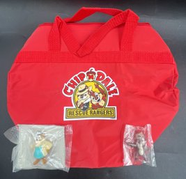 Chip & Dale Rescue Ranger Bag & 2 Small Figurines New In Packaging - (T30)